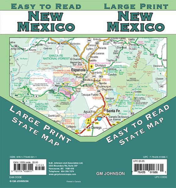 New Mexico Large Print State Map GM Johnson