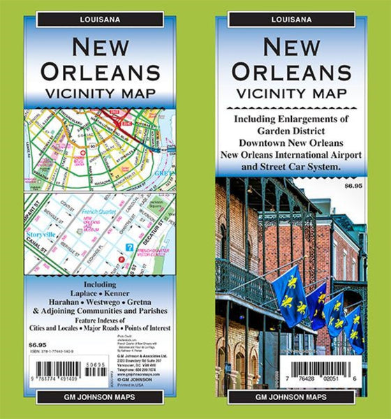 New Orleans & Vicinity, Louisiana Regional Map GM Johnson