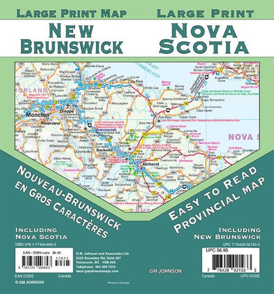 New Brunswick / Nova Scotia Large Print, New Brunswick Province Map GM Johnson