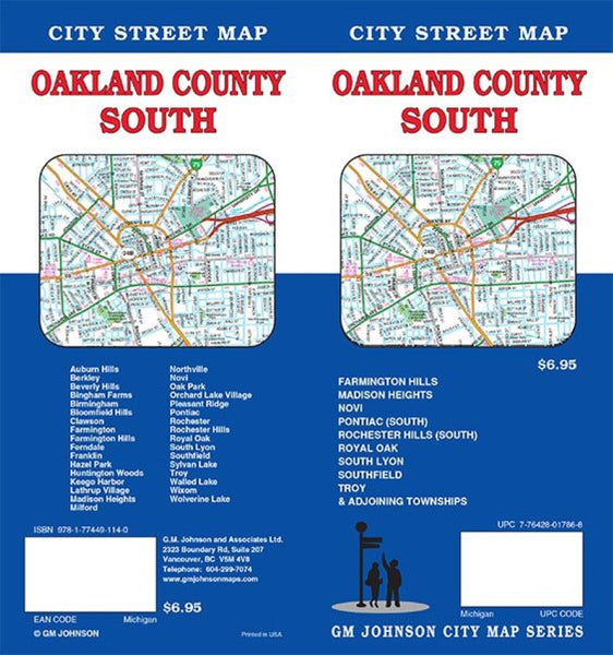 Oakland County  South, Michigan Street Map GM Johnson
