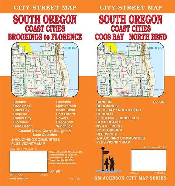 South Oregon : coast cities : Coos Bay : North Bend : city street map = South Oregon : coast cities : Brookings to Florence : city street map GM Johnson