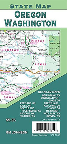 Oregon, Washington State Map GM Johnson