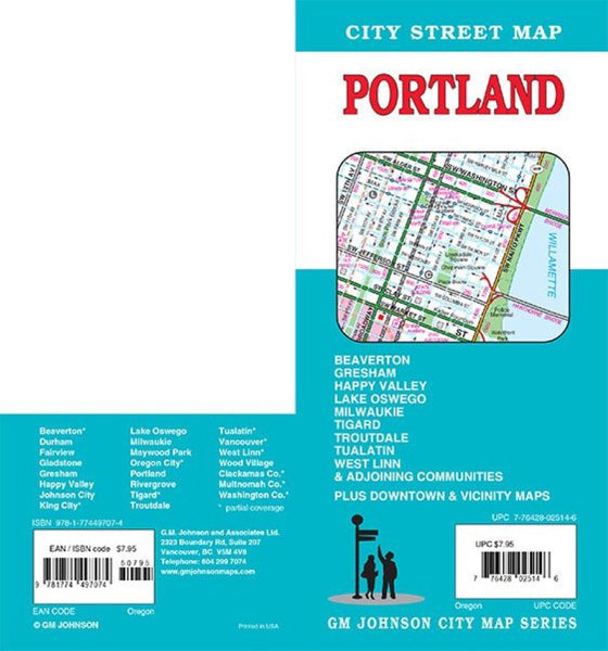 Portland, Oregon Street Map GM Johnson