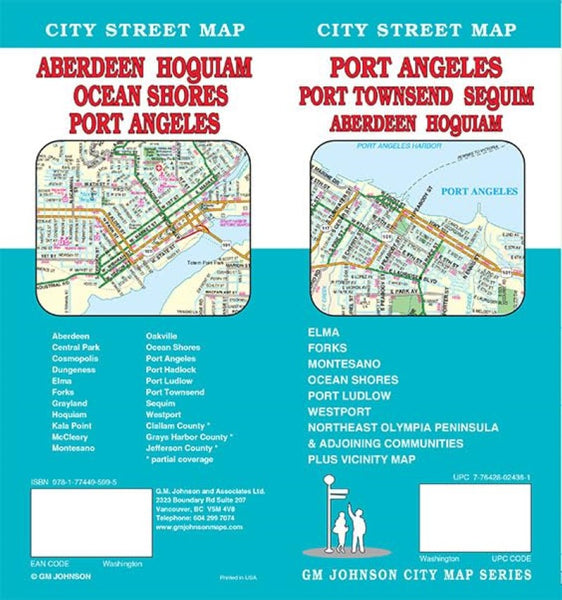 Port Angeles, Port Townsend, Sequim, Aberdeen and Hoquiam, Washington City Street Map GM Johnson