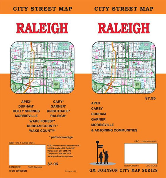 Raleigh, North Carolina Street Map GM Johnson