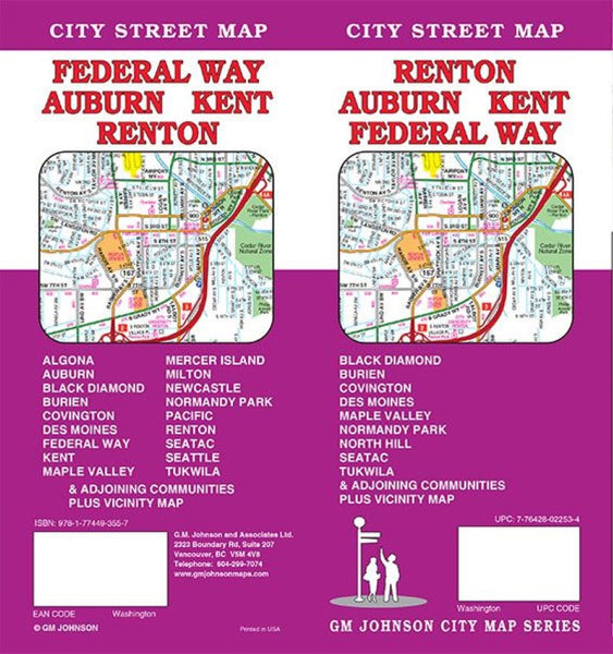 Renton : Auburn : Kent : Federal Way : city street map GM Johnson