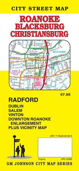 Roanoke / Blacksburg / Christiansburg, Virginia Street Map GM Johnson