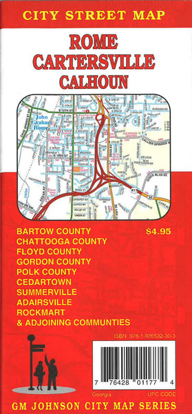 Rome, Cartersville, & Calhoun City Street Map GM Johnson