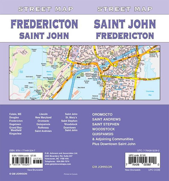 Saint John, Fredericton street map GM Johnson
