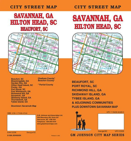 Savannah, GA : Hilton Head, SC : city street map GM Johnson
