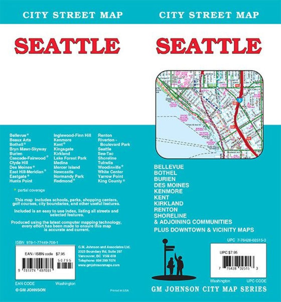 Seattle, Washington Street Map GM Johnson