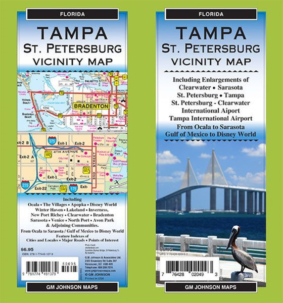Tampa / St Petersburg  Ocala to Sarasota, Florida Regional Map GM Johnson