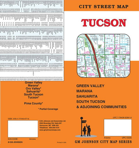 Tucson, Arizona Street Map GM Johnson