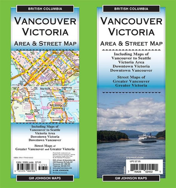 Vancouver / Victoria British Columbia Area & Street Map GM Johnson