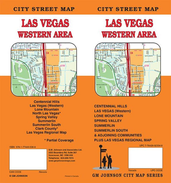 Las Vegas Western Area, Nevada City Street Map GM Johnson