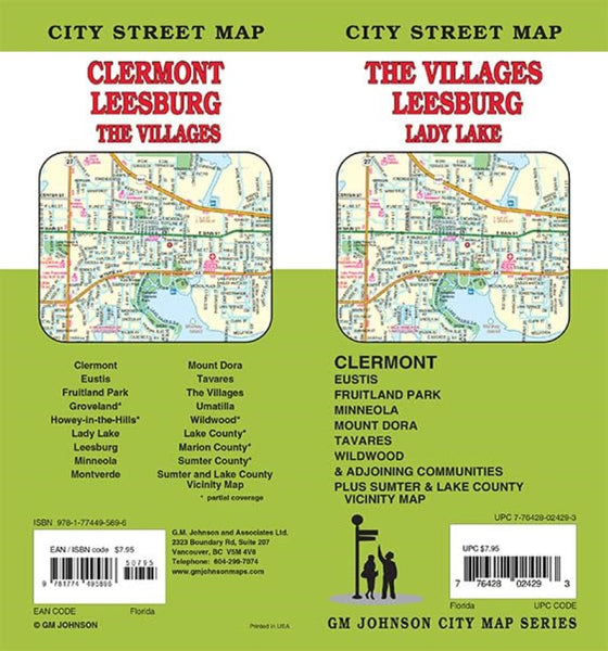 The Villages / Leesburg / Clermont / Tavares / Lady Lake City Street Map GM Johnson