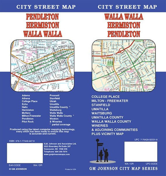 Walla Walla : Hermiston : Pendleton : city street map GM Johnson
