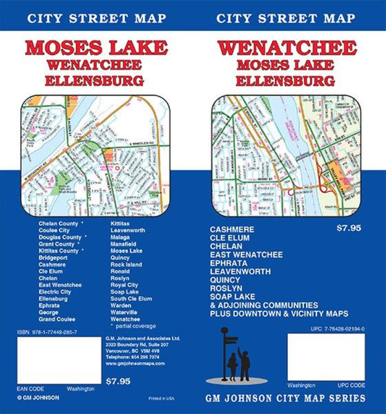 Wenatchee : Moses Lake : Ellensburg : city street map = Moses Lake : Wenatchee : Ellensburg : city street map GM Johnson