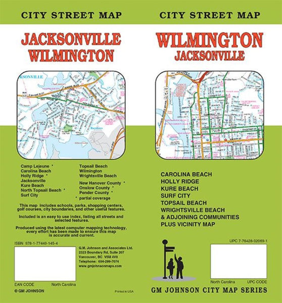 Wilmington / Jacksonville, North Carolina City Street Map GM Johnson