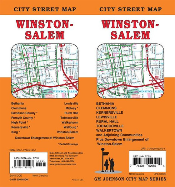 Winston-Salem, North Carolina City Street Map GM Johnson