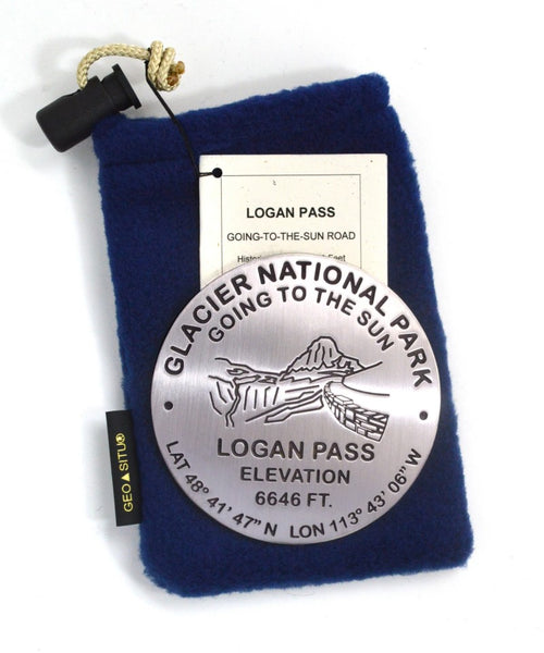 Logan Pass & Going to the Sun Road, Glacier National Park, Montana benchmark paperweight Geo-Situ