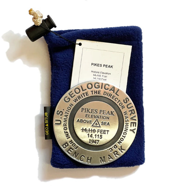 Pikes Peak, Colorado - New Elevation - benchmark paperweight Geo-Situ