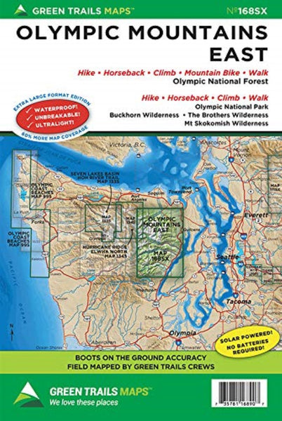 Olympic Mountains East, WA No. 168SX Green Trail Maps