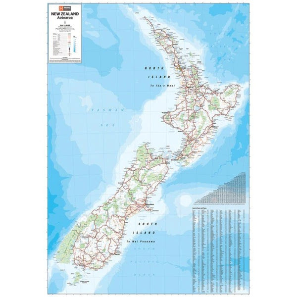 New Zealand : Aotearoa, laminated wall map Hema Maps