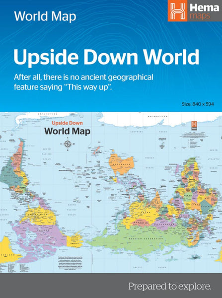 Upside down World in Envelope Folded Map Hema Maps