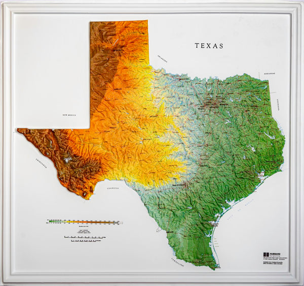 Texas Raised Relief Map, Raven Style Hubbard Scientific