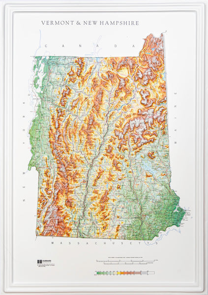 Vermont and New Hampshire Raised Relief Map, Raven Style Hubbard Scientific