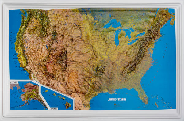 United States Raised Relief Map Blue, Includes HI and AK Hubbard Scientific