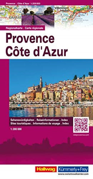 Provence Côte d'Azur : Carte régionale : sites touristiques, Informations de voyage, Index : 1:200 000 = Provenza Costa Azzura : Carta regionale : Siti turistici, informazioni di viaggio, indice : 1:200 000 = Provence Côte d'Azur : Regionalkarte : Se Hallwag Kummerly Frey AG