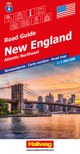New England : Atlantic northeast : road guide (USA Map #4) Hallwag Kummerly Frey AG