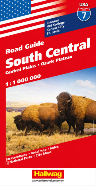 South central : Central Plains : Ozark Plateau : road guide (USA Map #7) Hallwag Kummerly Frey AG