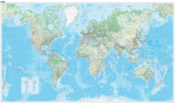 World Physical Map Map 1:30,000,000 (laminated) Hallwag Kummerly Frey AG