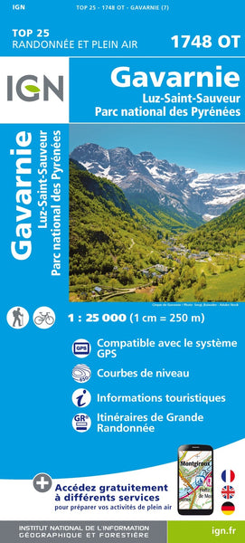 Gavarnie, Luz st Sauveur France 1:25,000 Institut Geographique National