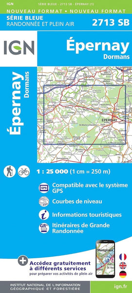 Epernay/Dormans France 1:25,000 Institut Geographique National