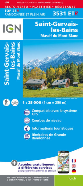 St Gervais les Bains, Mont Blanc - Top25 - Waterproof Institut Geographique National