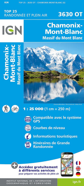 Chamonix, Massif du Mont Blanc, Top25 - Waterproof Institut Geographique National