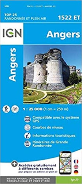 France 1:25,000 topo #1522 Angers Institut Geographique National