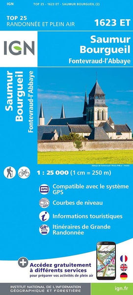 France 1:25,000 topo #1623E Saumur Institut Geographique National