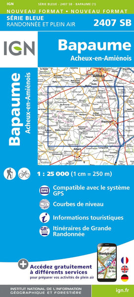 France 1:25,000 topo Bapaume / Acheux-en-Amiénois Institut Geographique National