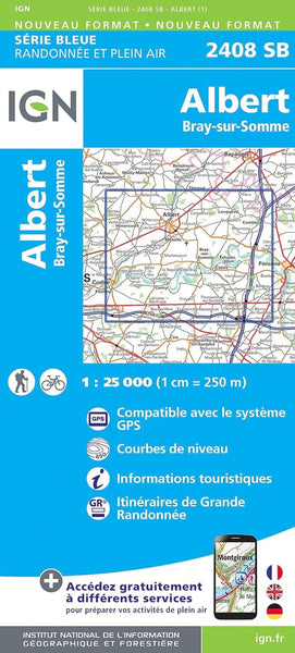 France 1:25,000 topo Albert / Bray-sur-Somme Institut Geographique National