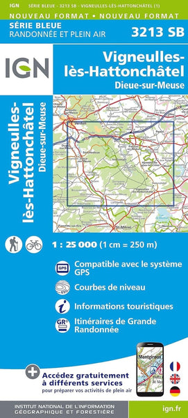 France 1:25,000 topo #3213E Vigneulies-les-HattonchGtel Institut Geographique National