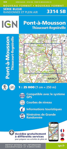 France 1:25,000 topo #3314SB Thiaucourt-RTgnieville Institut Geographique National
