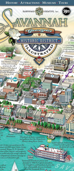 Savannah, Historic District Illustrated Map Karpovage Creative