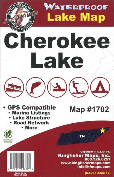 Cherokee Lake, TN Fishing Map Kingfisher Maps, Inc.
