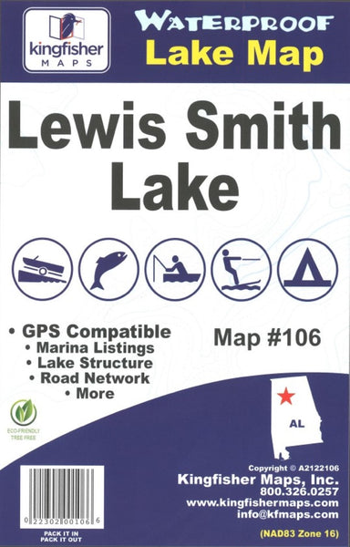 Lewis Smith Lake, AL Fishing Map Kingfisher Maps, Inc.