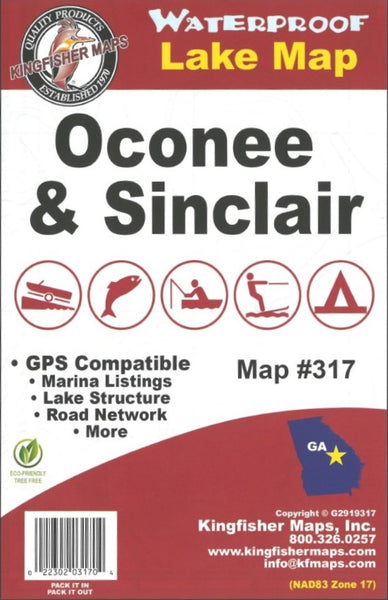 Oconee/Sinclair Lakes, GA Fishing Map Kingfisher Maps, Inc.